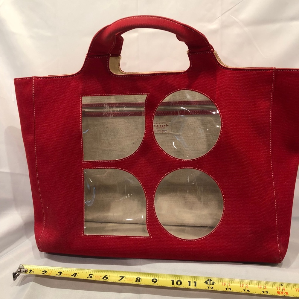 Kate Spade vintage Red Canvas Window Tote